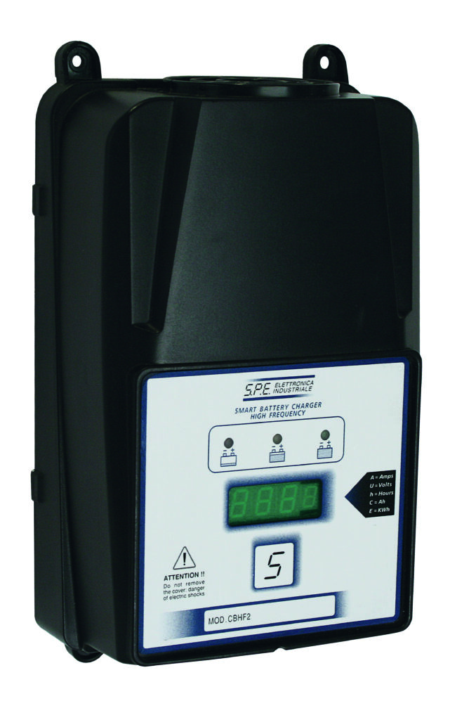 SPE CBHF2 einphasiges Hochfrequenz-Batterieladegerät 12V bis 48V mit Active PFC und Digitalanzeige, Made in Italy